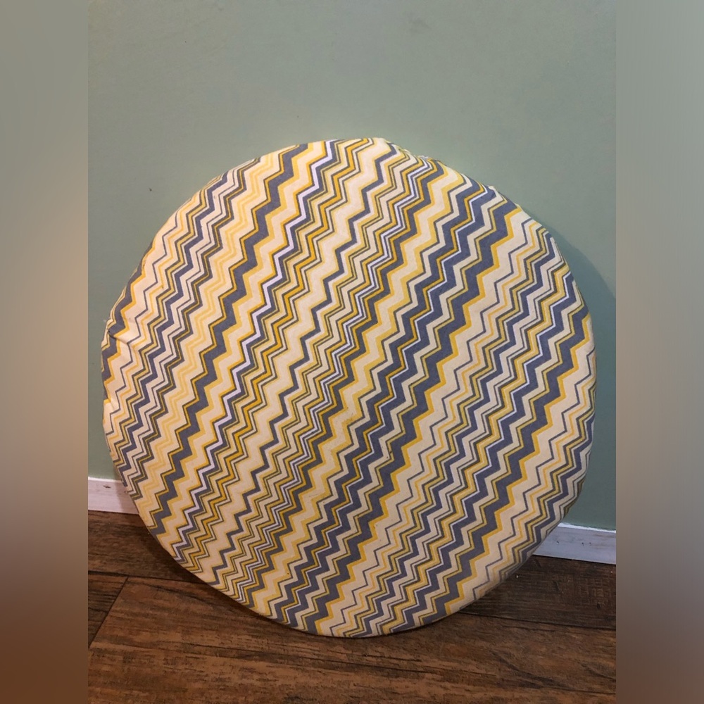 Indoor Seat Chair Cushion Yellow Gray White Striped 15” Padded Cotton
